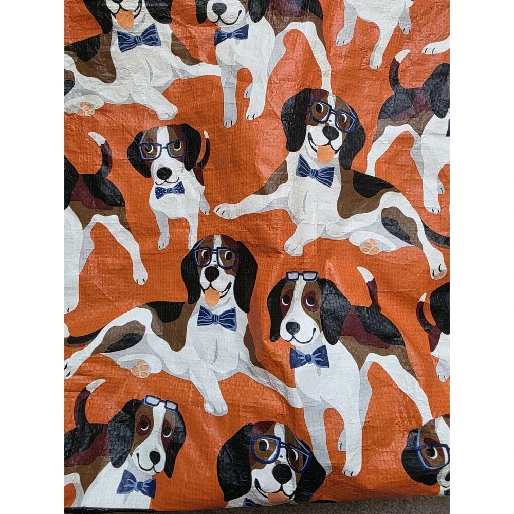 Marshalls Beagle Dog with Glasses Reusable Orange Tote All Over Dogs Canine Bag